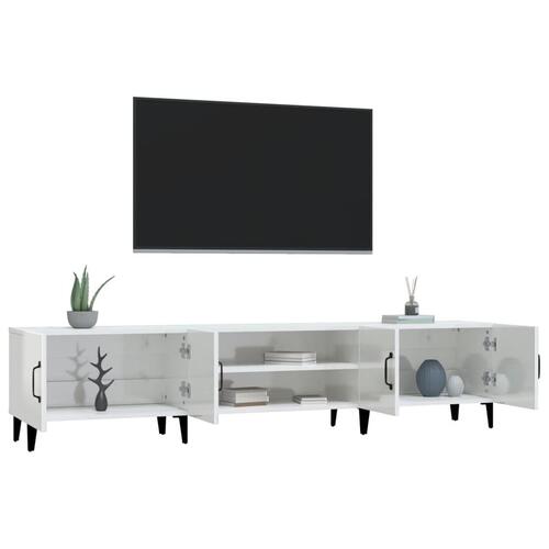 Tv-bord 180x31,5x40 cm konstrueret træ hvid højglans