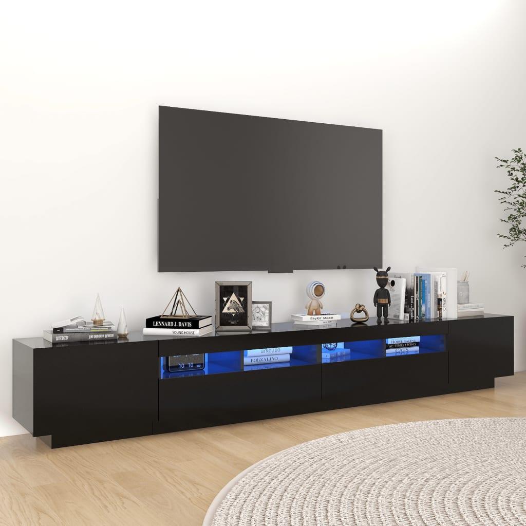 Tv-skab med LED-lys 260x35x40 cm sort