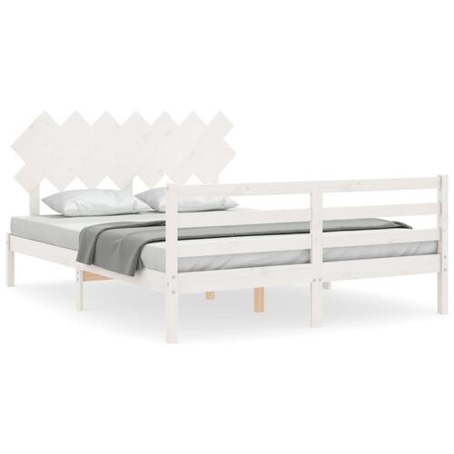 Sengeramme med sengegavl 140x200 cm massivt træ hvid