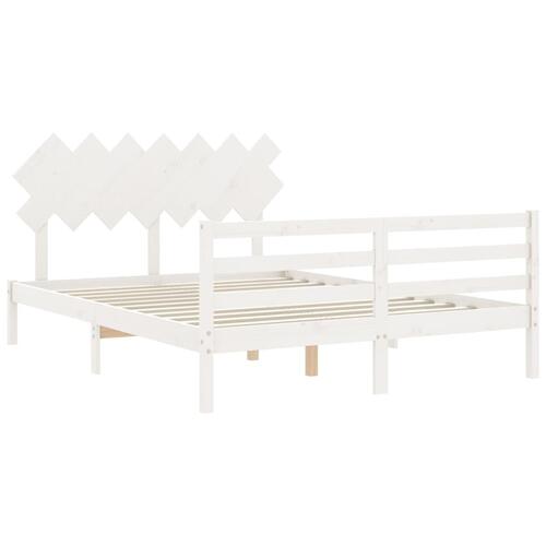 Sengeramme med sengegavl 140x200 cm massivt træ hvid