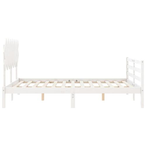 Sengeramme med sengegavl 140x200 cm massivt træ hvid