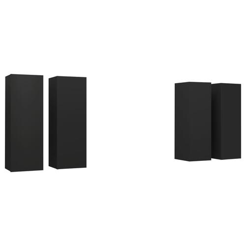 Tv-skabe 4 stk. 30,5x30x90 cm konstrueret træ sort