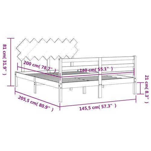 Sengeramme med sengegavl 140x200 cm massivt træ hvid