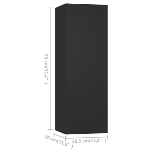 Tv-skabe 4 stk. 30,5x30x90 cm konstrueret træ sort