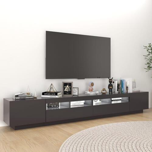 Tv-skab med LED-lys 260x35x40 cm grå