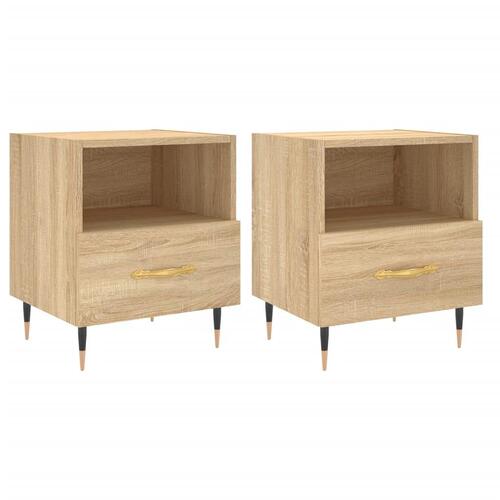 Sengeborde 2 stk. 40x35x47,5 cm konstrueret træ sonoma-eg