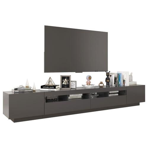 Tv-skab med LED-lys 260x35x40 cm grå