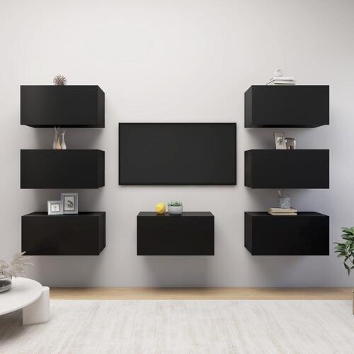 Tv-skabe 7 dele 30,5x30x60 cm konstrueret træ sort