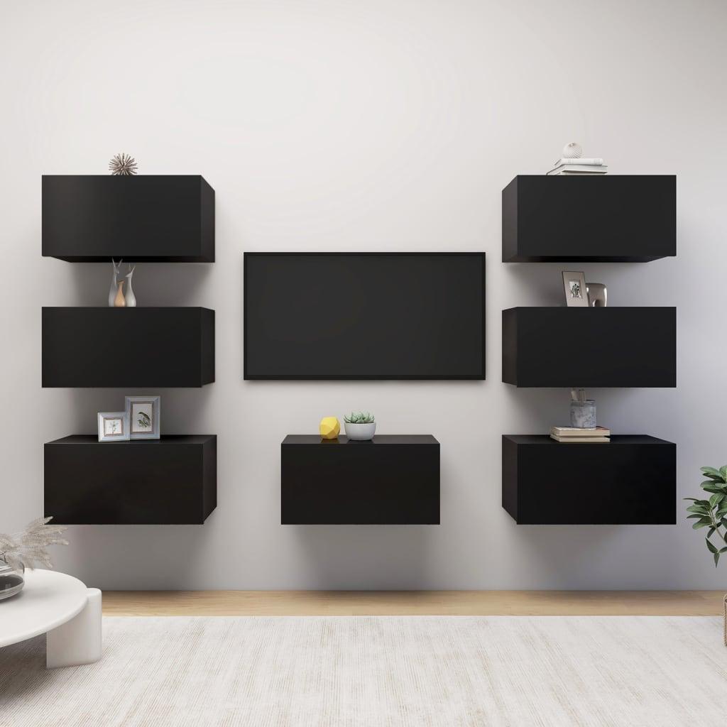 Tv-skabe 7 dele 30,5x30x60 cm konstrueret træ sort