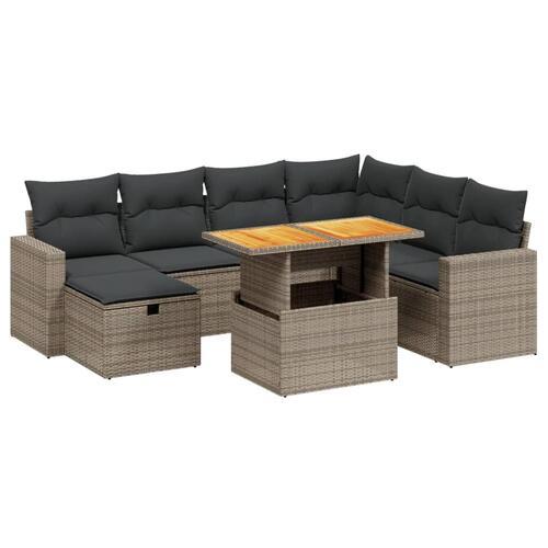 Sofasæt til haven 8 dele med hynder polyrattan grå