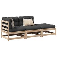 Sofasæt til haven 3 dele med hynder massivt fyrretræ