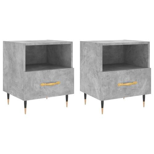 Sengeborde 2 stk. 40x35x47,5 cm konstrueret træ betongrå