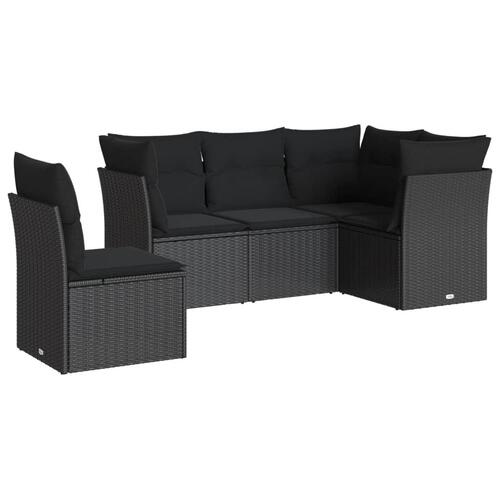 Sofasæt til haven 5 dele med hynder polyrattan sort