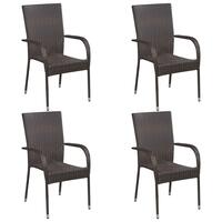Stabelbare havestole 4 stk. polyrattan brun