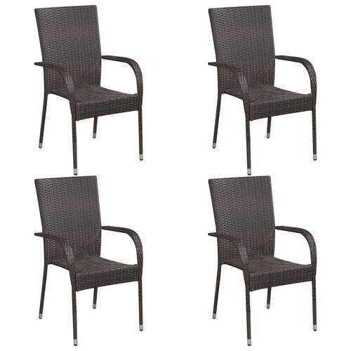 Stabelbare havestole 4 stk. polyrattan brun