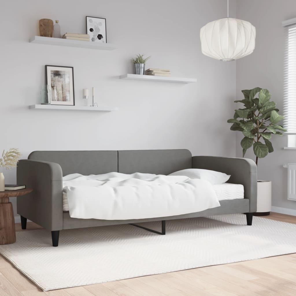Daybed med madras 100x200 cm stof mørkegrå