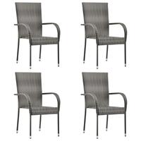 Havestole 4 stk. stabelbare polyrattan grå