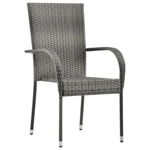 Havestole 4 stk. stabelbare polyrattan grå