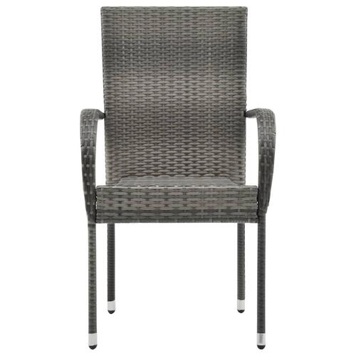 Havestole 4 stk. stabelbare polyrattan grå