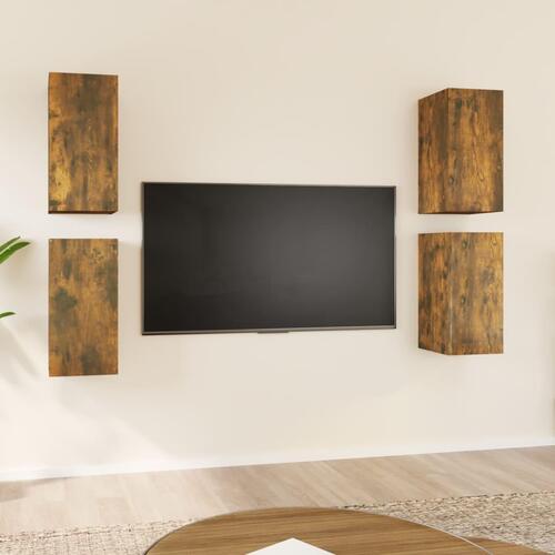 Tv-skabe 4 stk. 30,5x30x60 cm konstrueret træ røget egetræ