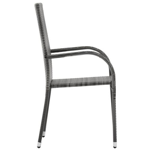 Havestole 4 stk. stabelbare polyrattan grå