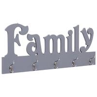 Vægophængt knagerække FAMILY 74 x 29,5 cm grå