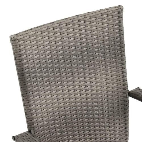 Havestole 4 stk. stabelbare polyrattan grå