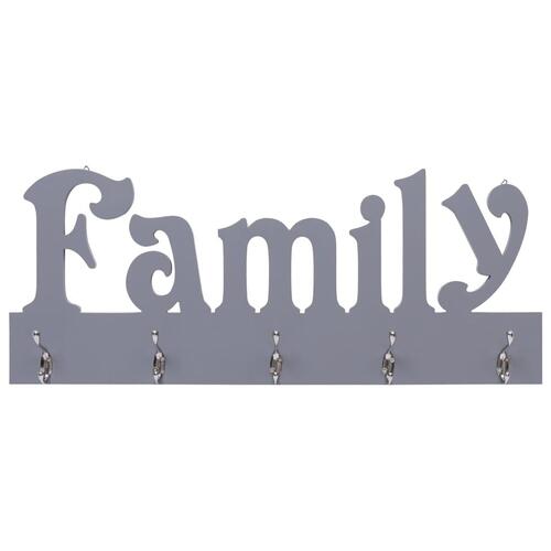 Vægophængt knagerække FAMILY 74 x 29,5 cm grå