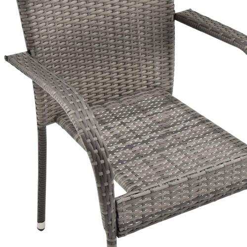 Havestole 4 stk. stabelbare polyrattan grå