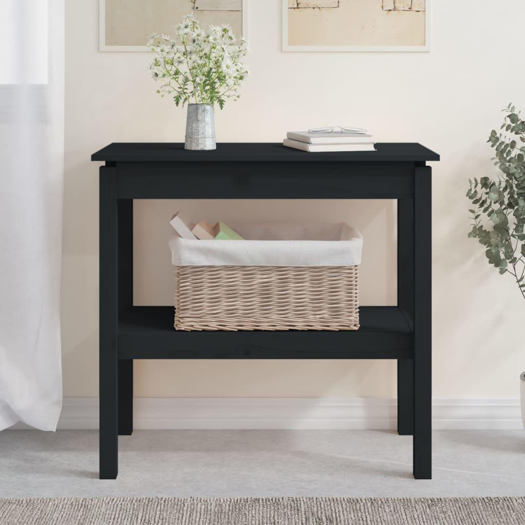 Konsolbord 80x40x75 cm massivt fyrretræ sort
