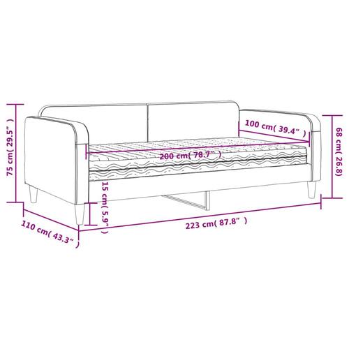Daybed med madras 100x200 cm stof mørkegrå