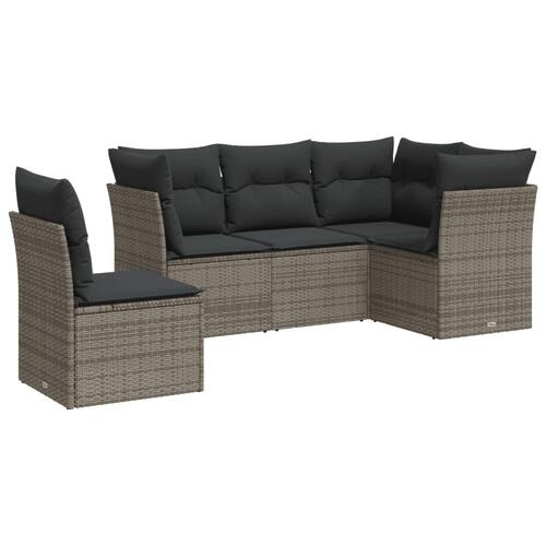 Sofasæt 5 dele med hynder polyrattan grå