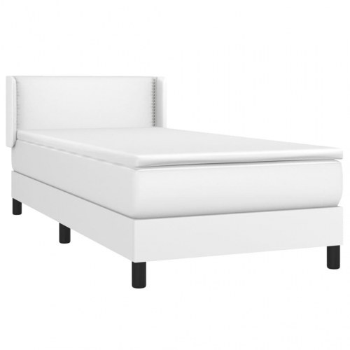 Kontinentalseng 100x200 cm i hvidt kunstlæder med madras