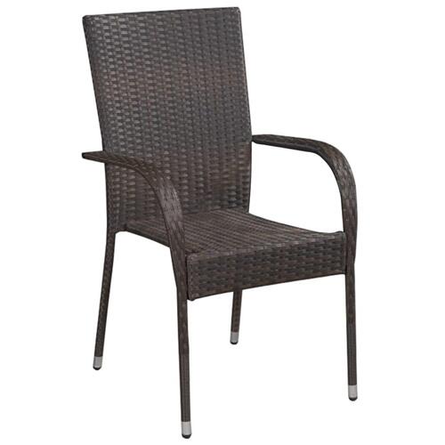 Stabelbare havestole 6 stk. polyrattan brun