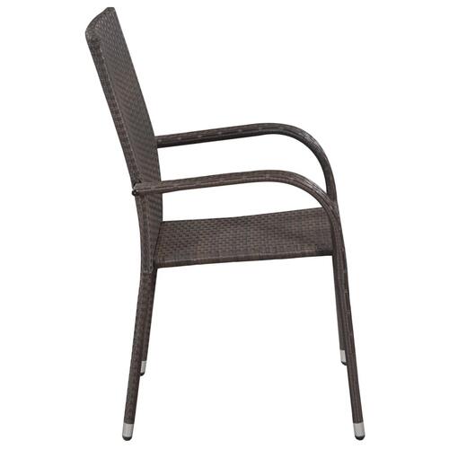 Stabelbare havestole 6 stk. polyrattan brun
