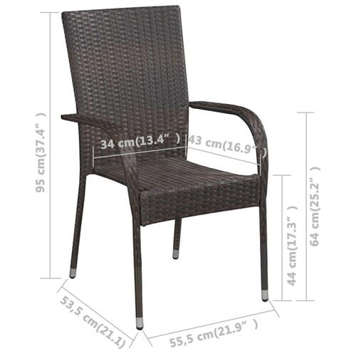 Stabelbare havestole 6 stk. polyrattan brun