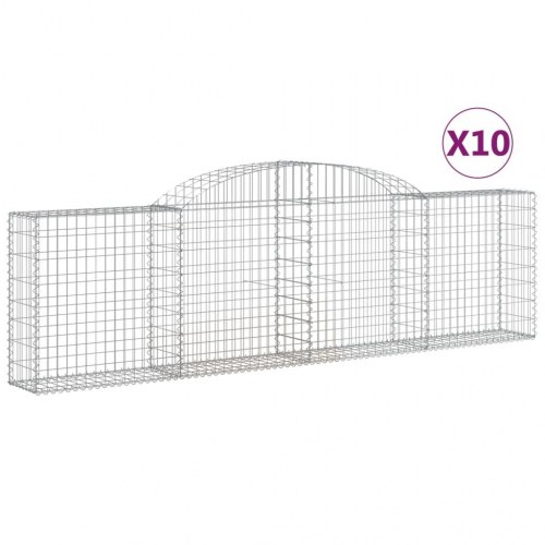 Buede gabionkurve - 10 stk. 300×30×80/100 cm i galvaniseret jern