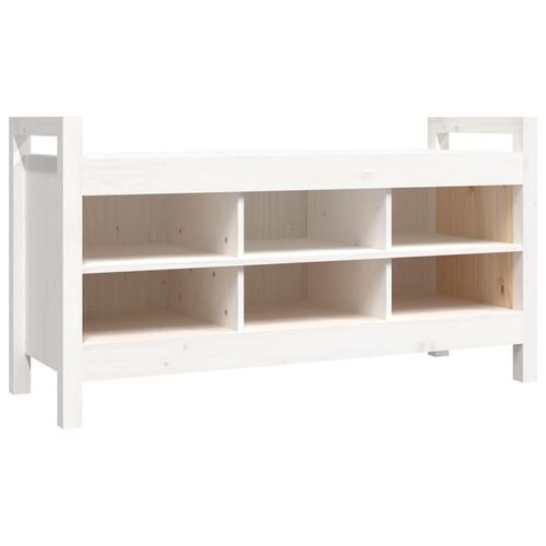 Entrébænk 110x40x60 cm massivt fyrretræ Hvid