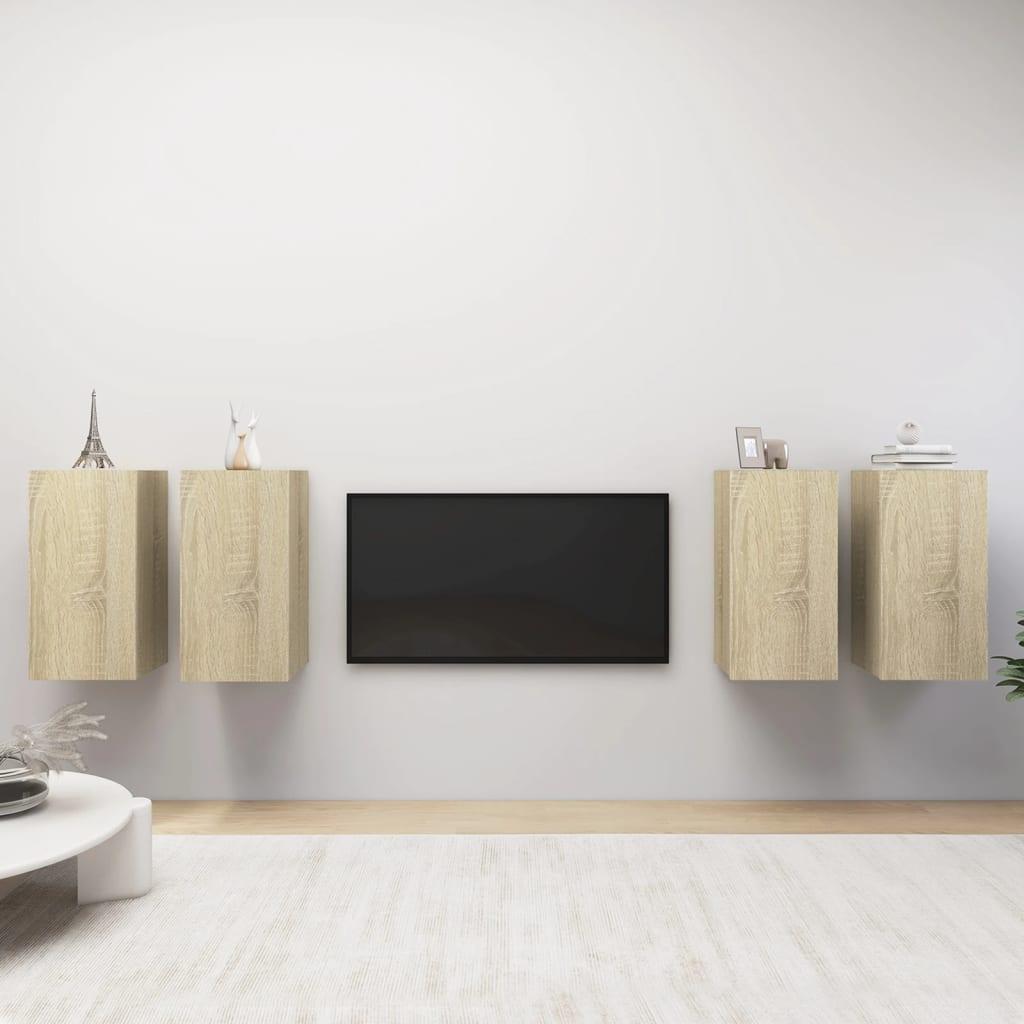 Tv-borde 4 stk. 30,5x30x60 cm konstrueret træ sonoma-eg