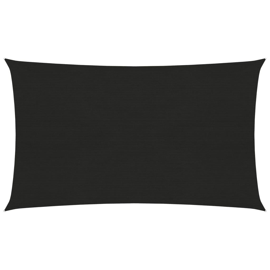 Solsejl 2X2,5 M 160 G/M² Hdpe Sort - 2 x 5 m