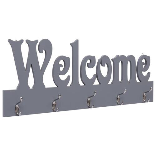 Vægophængt knagerække WELCOME 74 x 29,5 cm grå