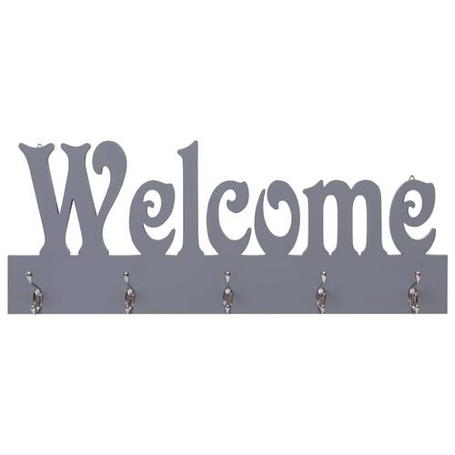 Vægophængt knagerække WELCOME 74 x 29,5 cm grå