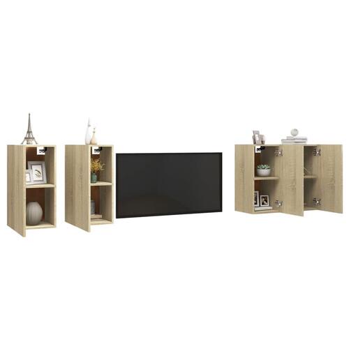 Tv-borde 4 stk. 30,5x30x60 cm konstrueret træ sonoma-eg