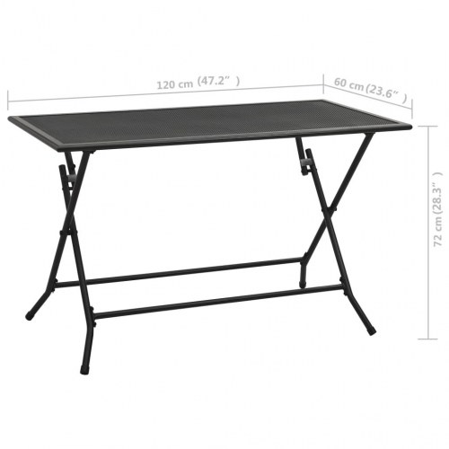 Foldbart bord 120x60x72 cm trådnet stål antracitgrå