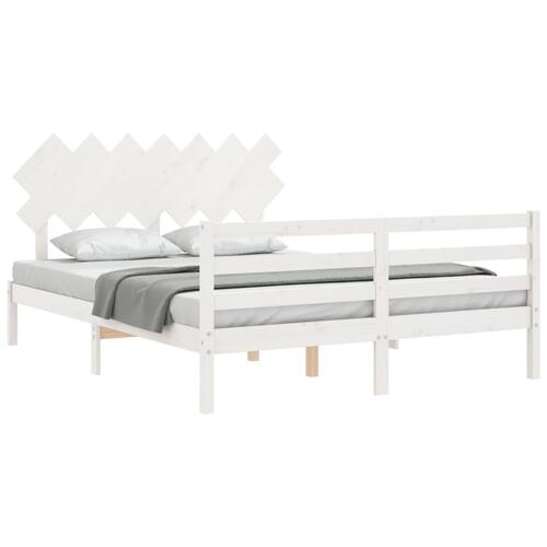 Sengeramme med sengegavl 140x190 cm massivt træ hvid