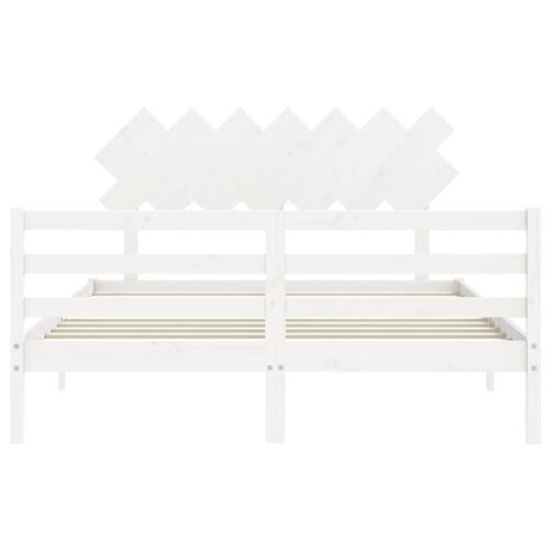 Sengeramme med sengegavl 140x190 cm massivt træ hvid
