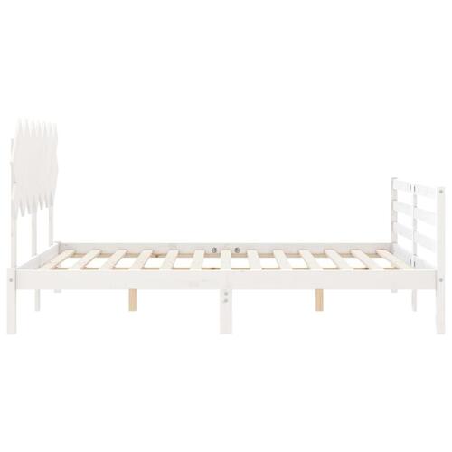 Sengeramme med sengegavl 140x190 cm massivt træ hvid