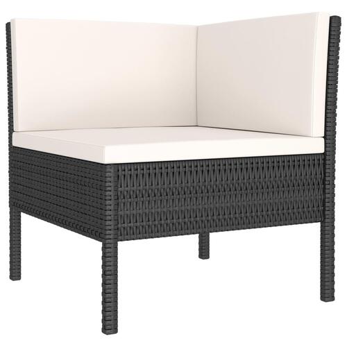 Loungesæt til haven 2 dele med hynder polyrattan sort