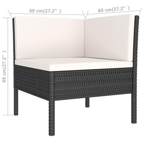 Loungesæt til haven 2 dele med hynder polyrattan sort