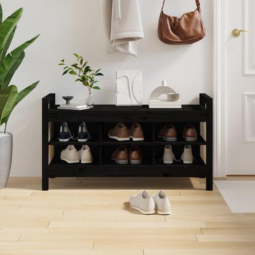 Entrébænk 110x40x60 cm massivt fyrretræ sort